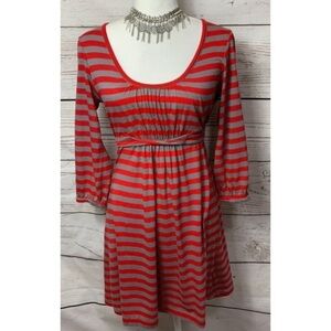 NWOT Roxy Red & Gray Striped Dress Medium
